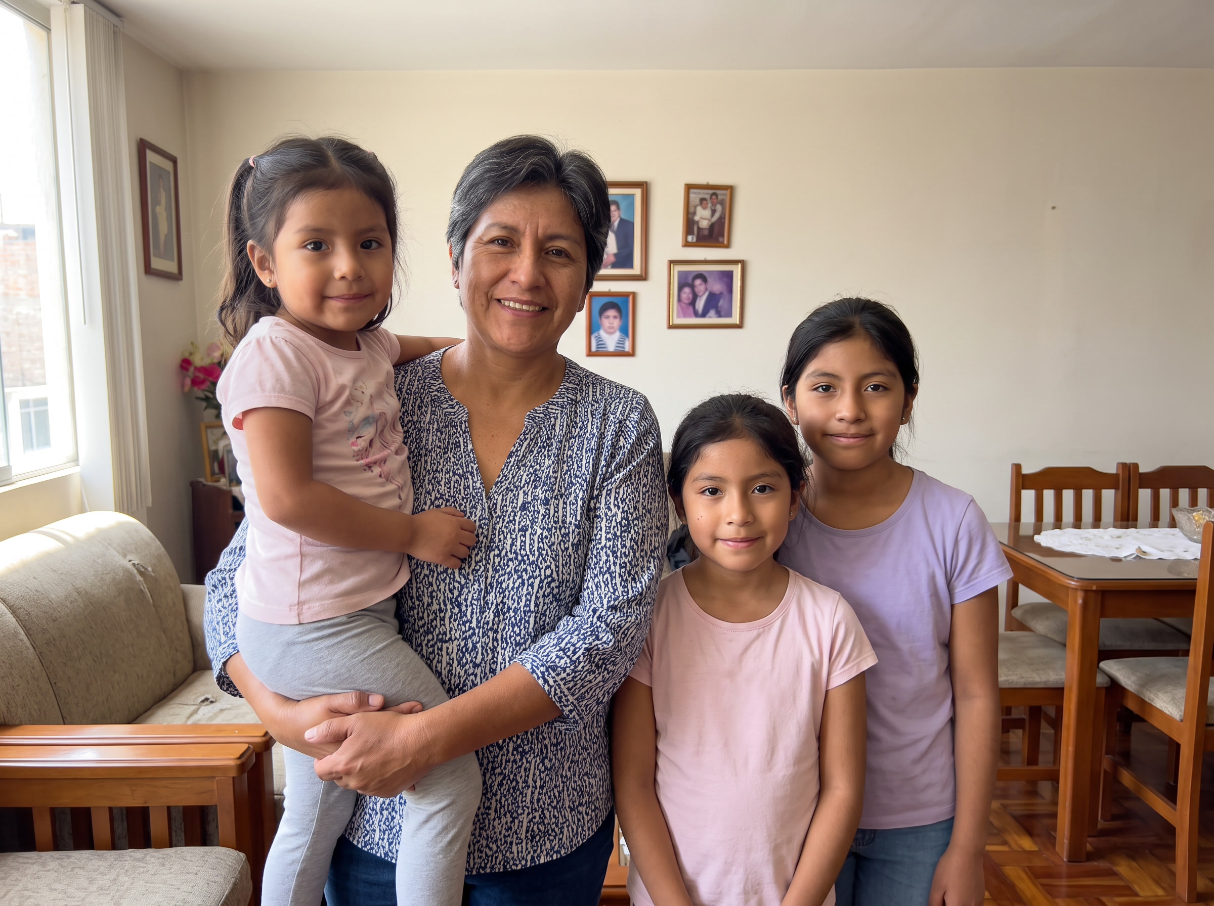 Miriam junto a sus hijas